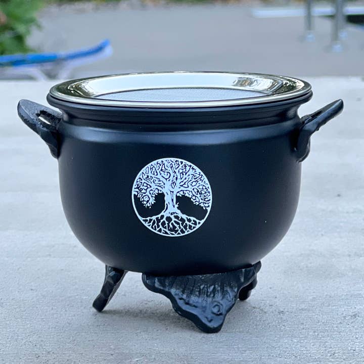 Lungta Imports - Venta al por mayor Portainciensos - Quemador de incienso grande de metal con pantalla de carbón (árbol de la vida)