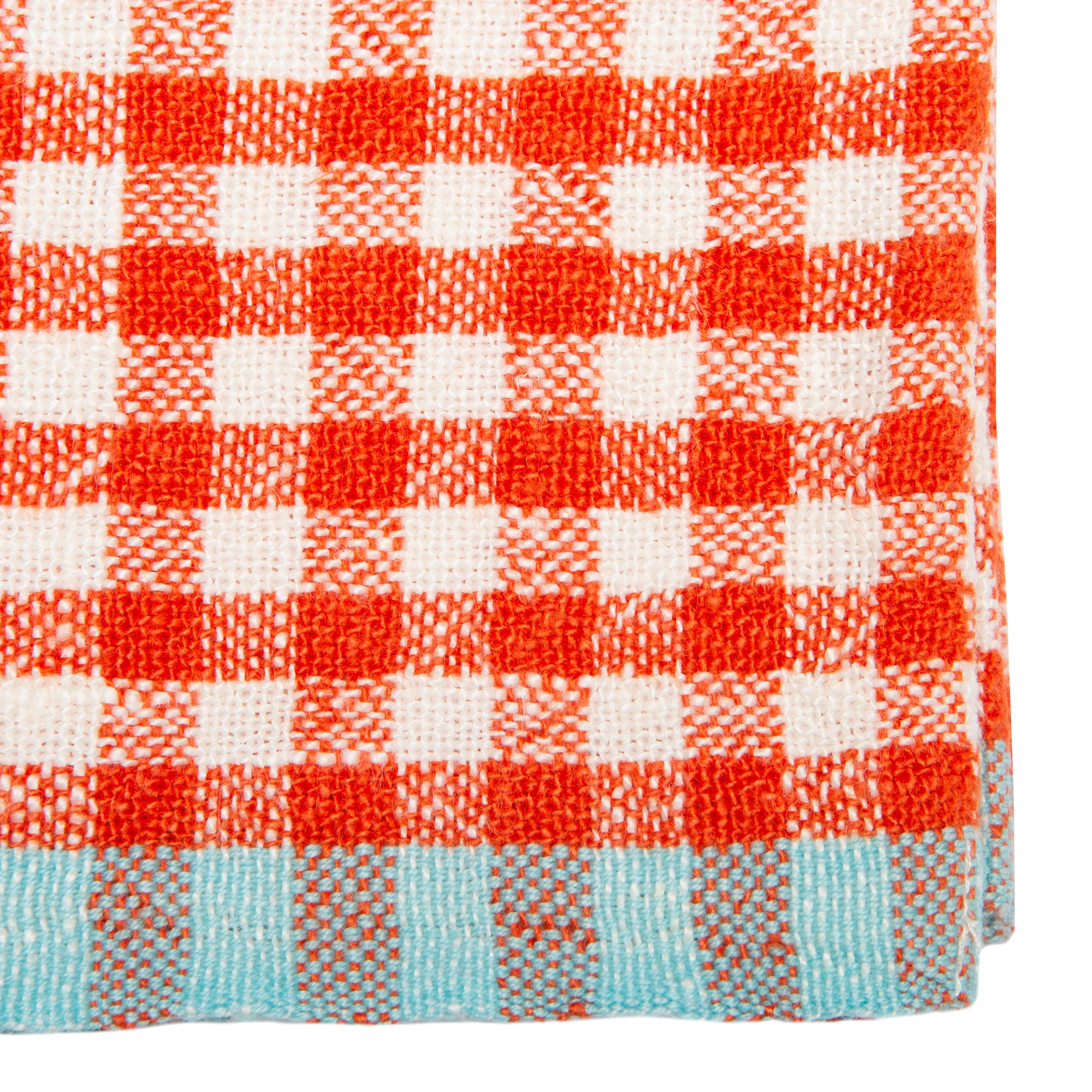 Caravan Home - Wholesale Dinner & Cloth Napkin - Two-Tone Gingham Orange/Aqua Napkins 20x20 - Set of 42