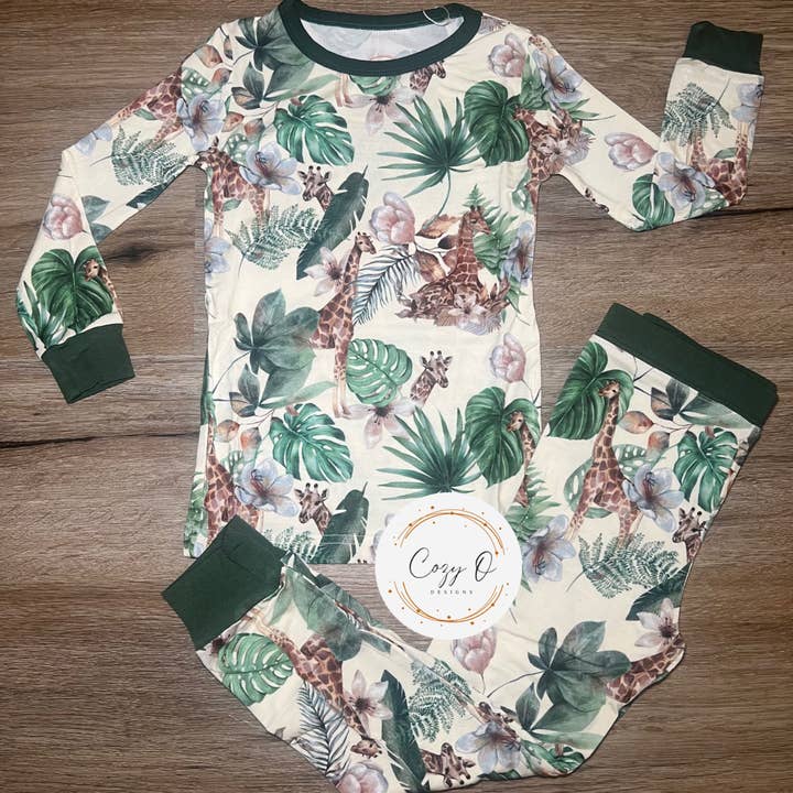 Land of the Longneck Two Piece Bamboo Sleeper RTS for wholesale by Cozy O Designs LLC