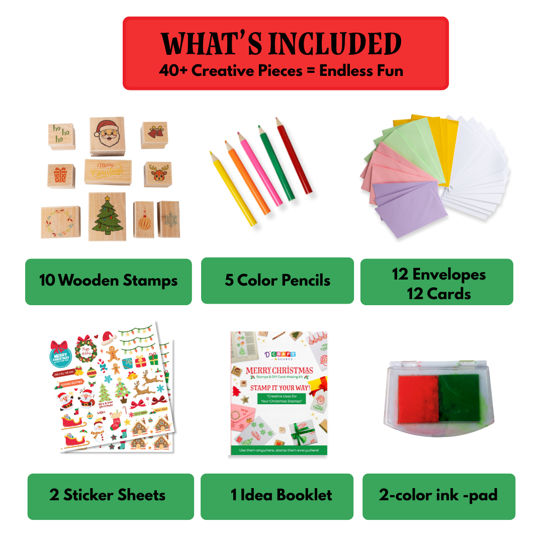 Dcraftsource – wholesale DIY craft kit – CHRISTMAS-WOODEN STAMP & DIY CARD MAKING KIT1