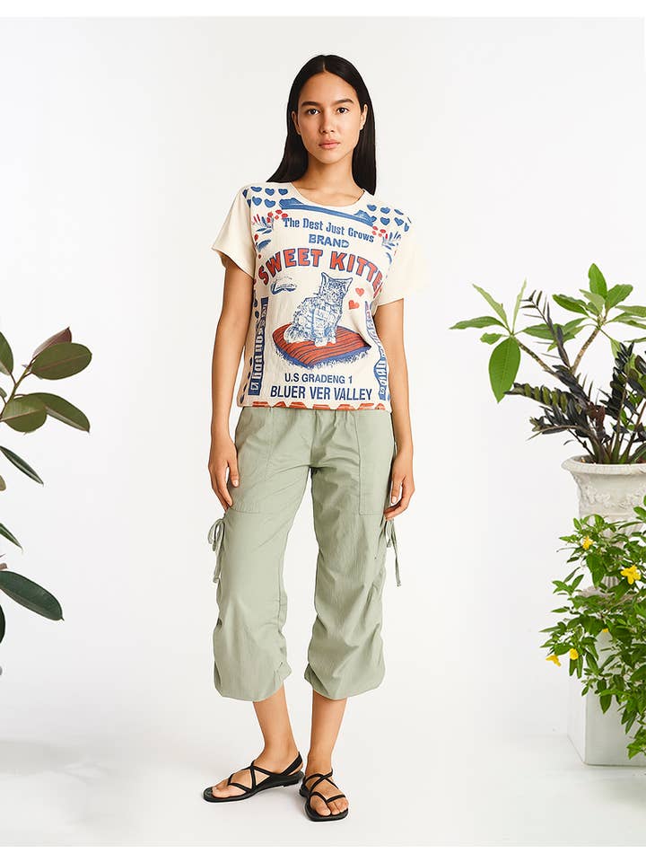 Kathmandu Imports - Wholesale Screen Printed T-Shirt - Women's - COTTON ROUND NECK HIGH-LOW TOP (TH-2009)7