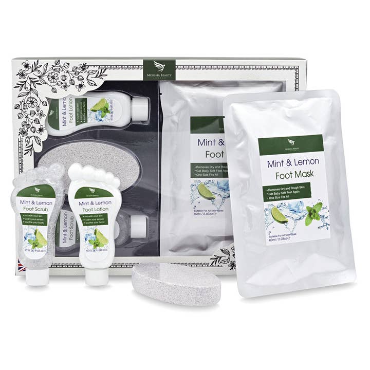 Foot Spa Gift Set Mint & Lemon, Foot Care Pedicure Gift Set for wholesale by Moksha Beauty