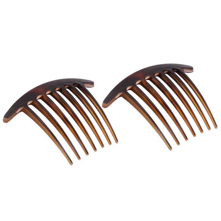 Parcelona French Basic 7 Teeth Large Celluloid Side Hair Combs for Women(2 Pcs) for wholesale by Parcelona