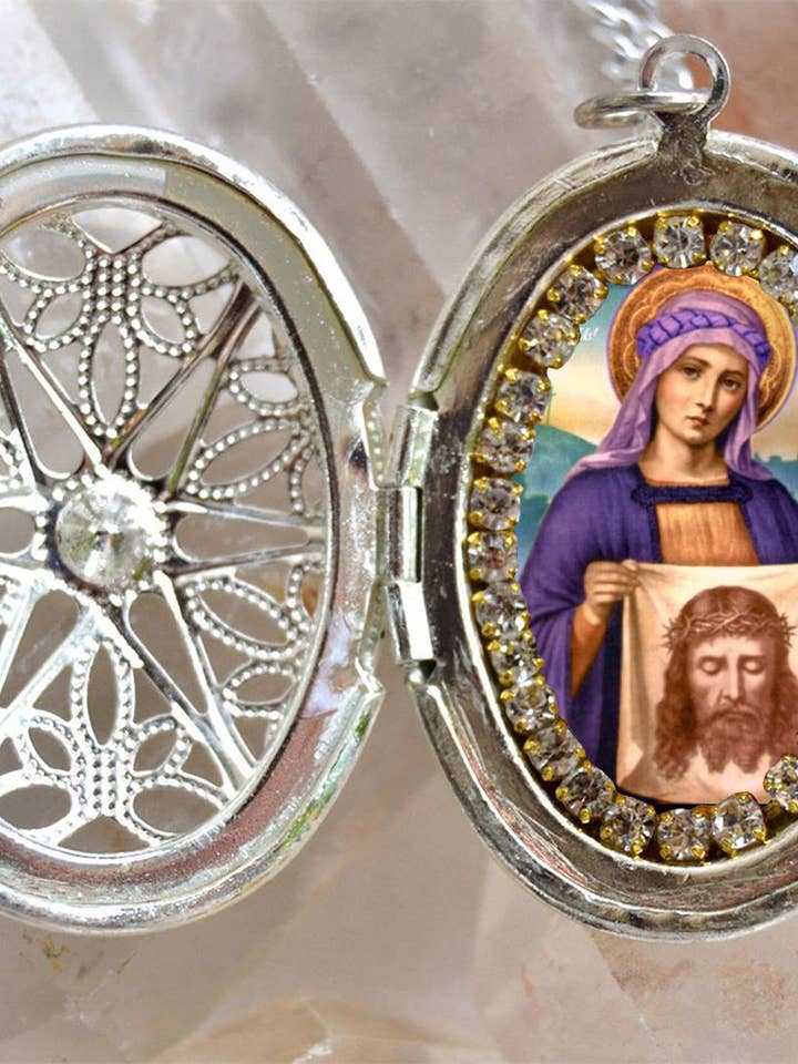 Saint Veronica Medaillon, handgefertigte Halskette katholischer christlicher religiöser Schmuck Medaille Anhänger für den Großhandel von MariaSantissimaShop