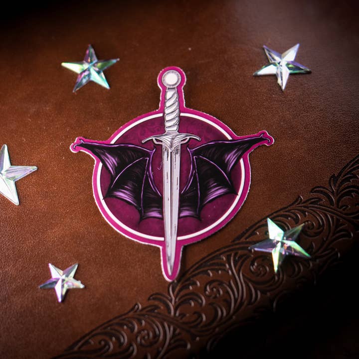 Bat Wings and Dagger Vinyl Sticker for wholesale by Nymeris Art