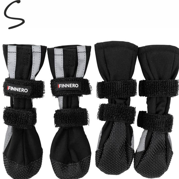 black NEW: FINNERO HALLA Softshell Dog Booties, 4 pcs/pack for wholesale on Faire1