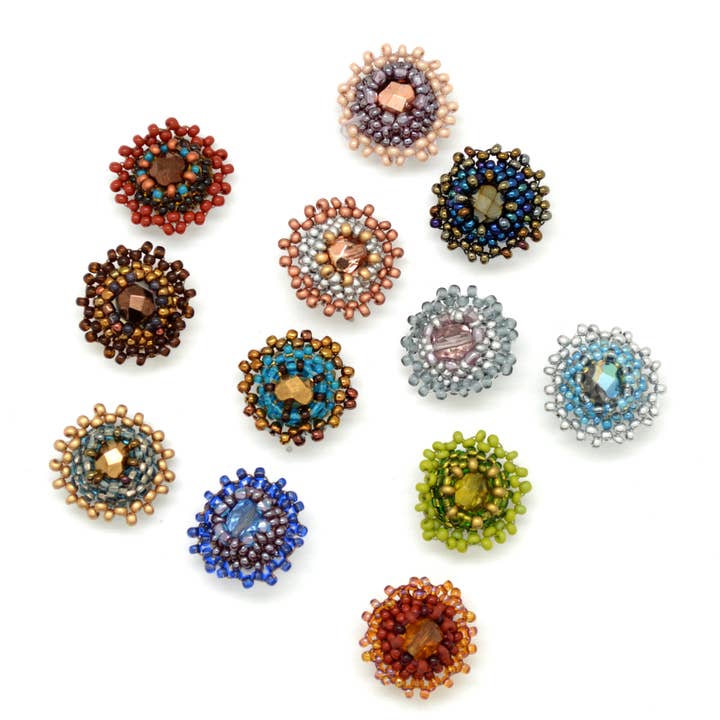 Glass Bead & Crystal Stud Earrings - Fair Trade Verified for wholesale by Dunitz & Company