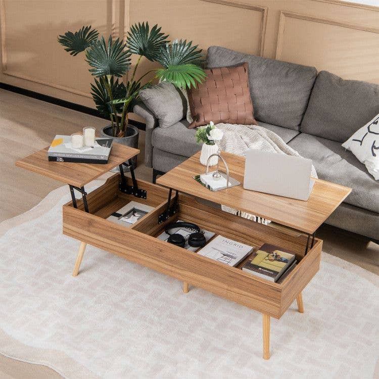 Brown 47 Inch Lift Top Coffee Table with 2 Hidden Compartments for wholesale on Faire1