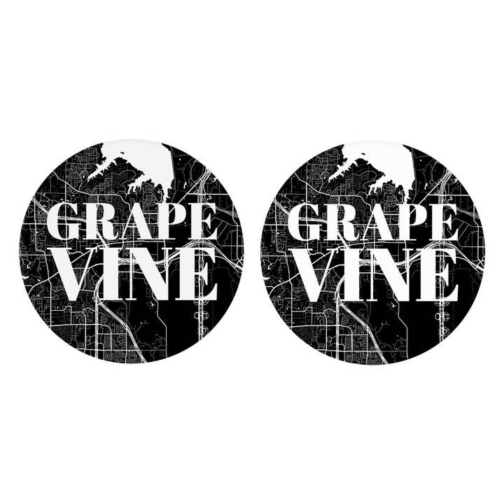 Minimalistische ZW Texas Grapevine Kaart | Absorberende Auto Onderzetters | Set van 2 | Min 4 voor wholesale door Love Local