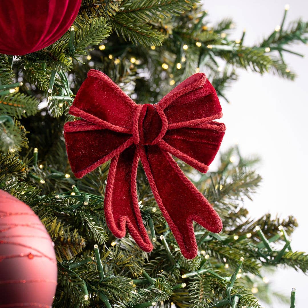 Burgundy Velvet Bow With Tonal Trim for wholesale on Faire0
