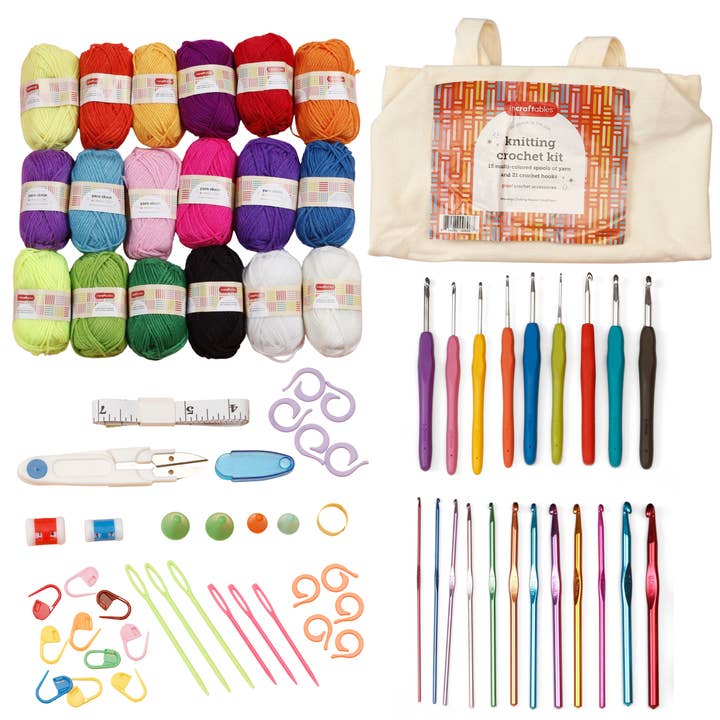 Incraftables 85pc Beginner Crochet Kit – Yarn, Hooks & Tote for wholesale by Incraftables