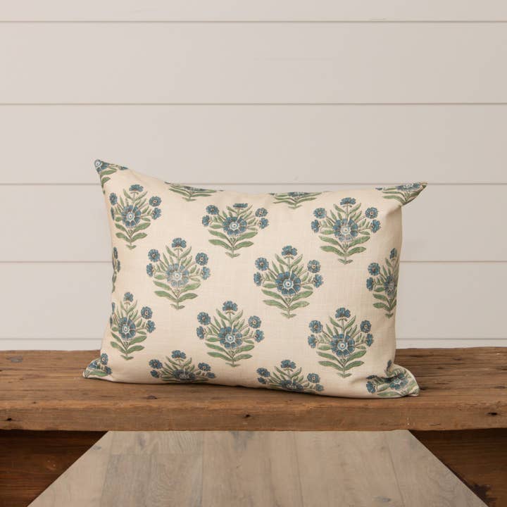 Audrey's Home & Gift - Wholesale Lumbar Pillow - Lumbar Pillow - Blue Block Print Silhouette (PC)