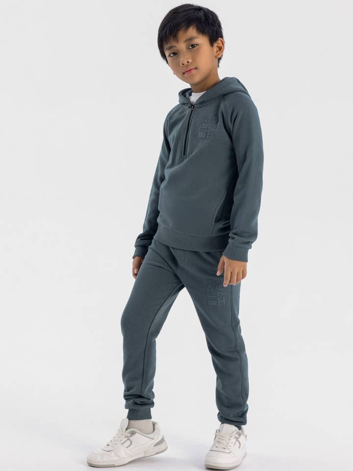 Jongens half-zip hoodie en joggers set met print blauw 3-14 jaar voor wholesale door Minoti sp. z o.o.