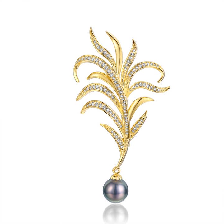 Fregne filial Tahitian/Edison perle broche for engroshandel hos Timeless Pearl
