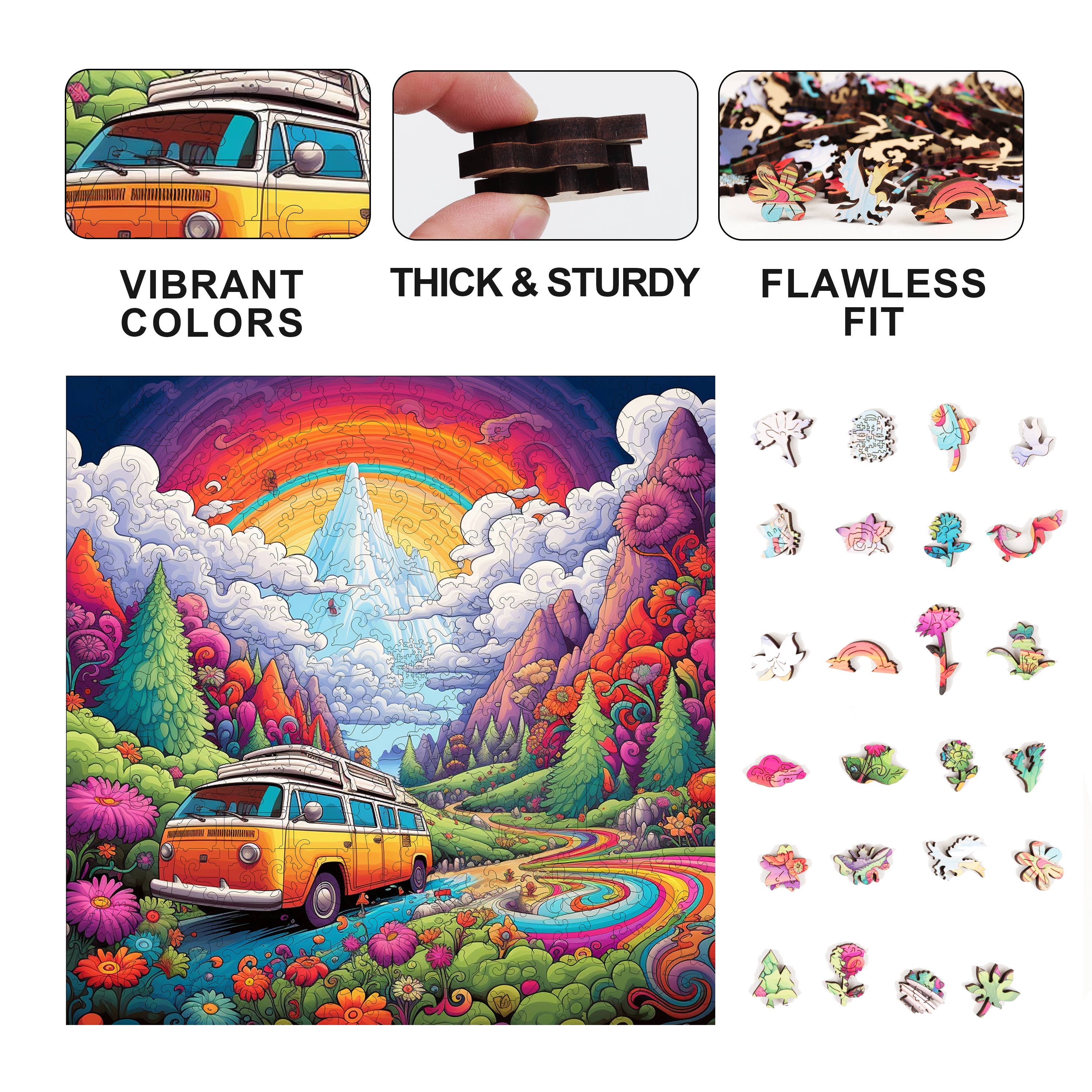 Trippy Puzzle Co - Wholesale Puzzle - Adult - Happy Highway Wooden Jigsaw Puzzle 300PC5