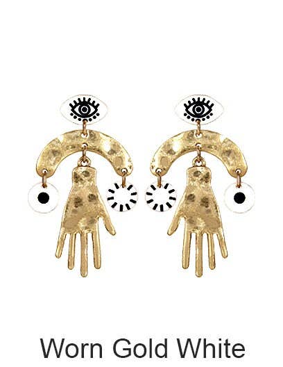 TheTizana - Wholesale Dangle Earrings - Evil Eye Earrings, Hammered Hand Earrings, Acetate Laser Cut0