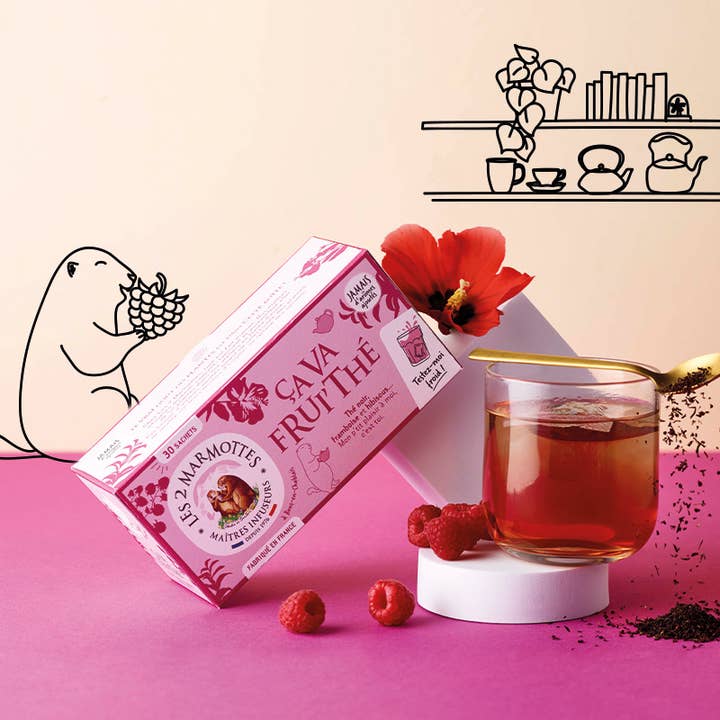 Les 2 Marmottes - Wholesale Tea Bags - Les 2 Marmottes Tea Ça va Frui'Thé - Organic Raspberry Black Tea3