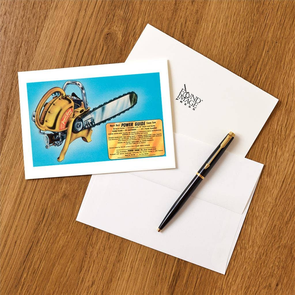 Found Image Press - Wholesale Stationery/Notecard Set - Greeting Card AC-232 Industrial Chainsaw1