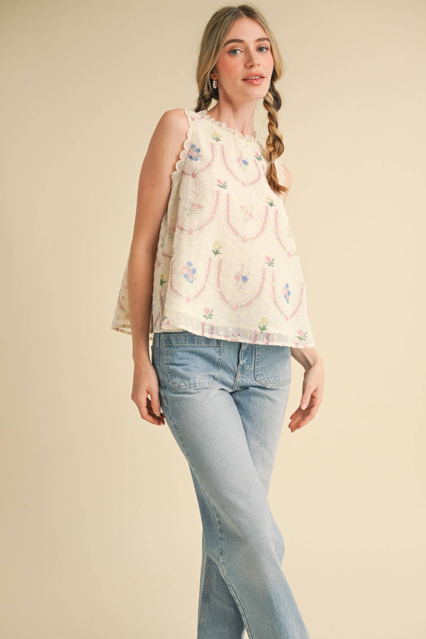 &MERCI - Vendita all'ingrosso Camicetta - Donna - TOP BABYDOLL CON RICAMO FLOREALE MTP400632