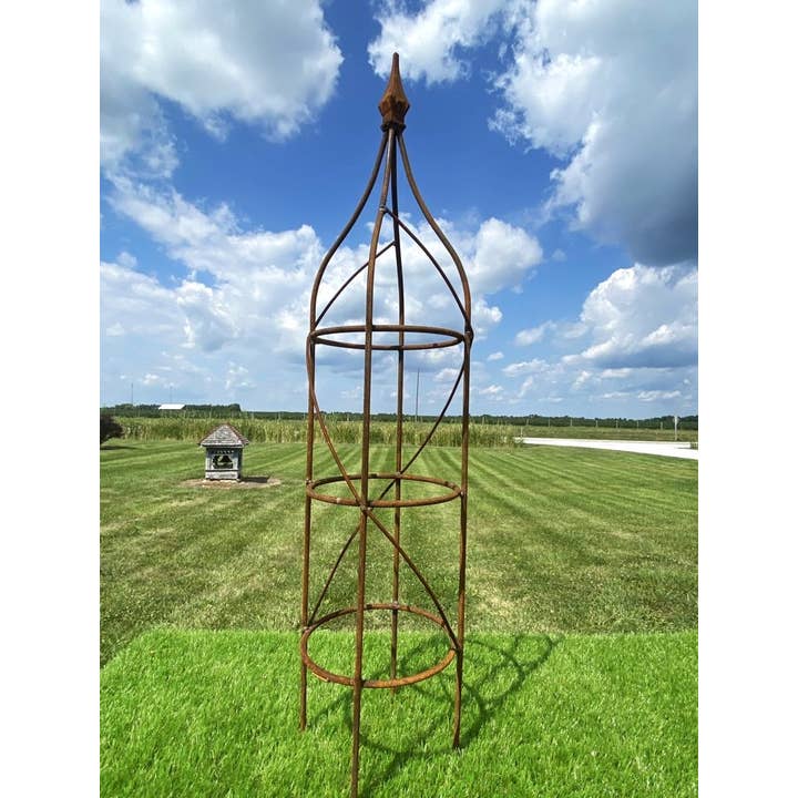 Garden Iron And More - Wholesale Outdoor Ornament/Decor - Graduated Sizes of Iron Heavy Round Obelisks with Cast