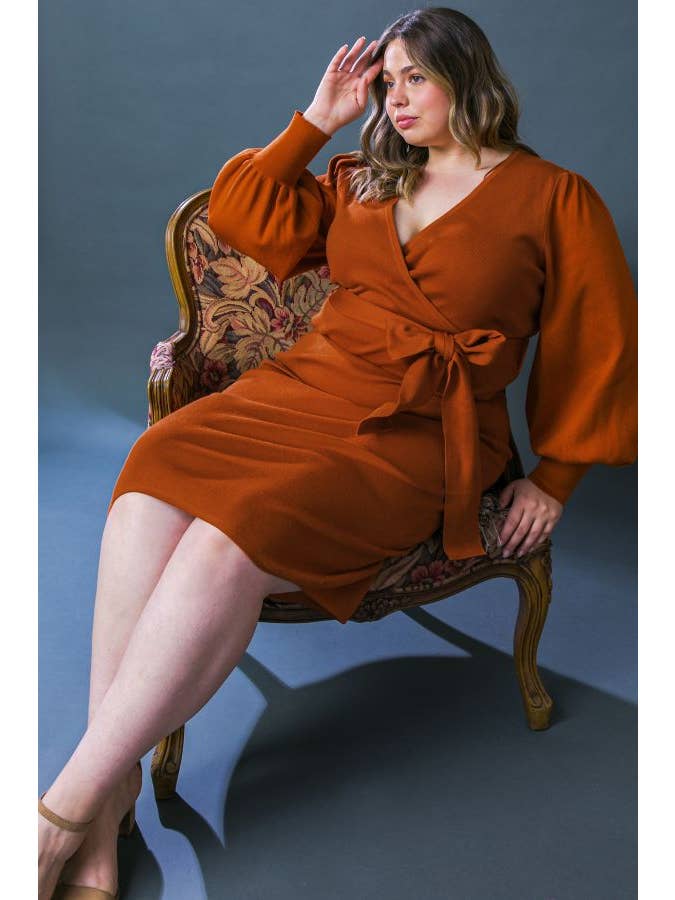 RUST A sweater knit midi dress - ISWP5183 for wholesale on Faire2