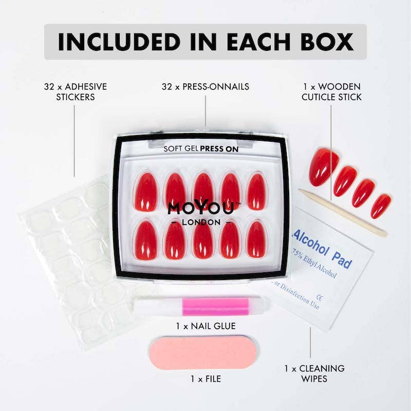 MoYou London – Engroshandel Kunstige negle – Jelly Beans Kort Mandel • Bløde Gel Press Ons6