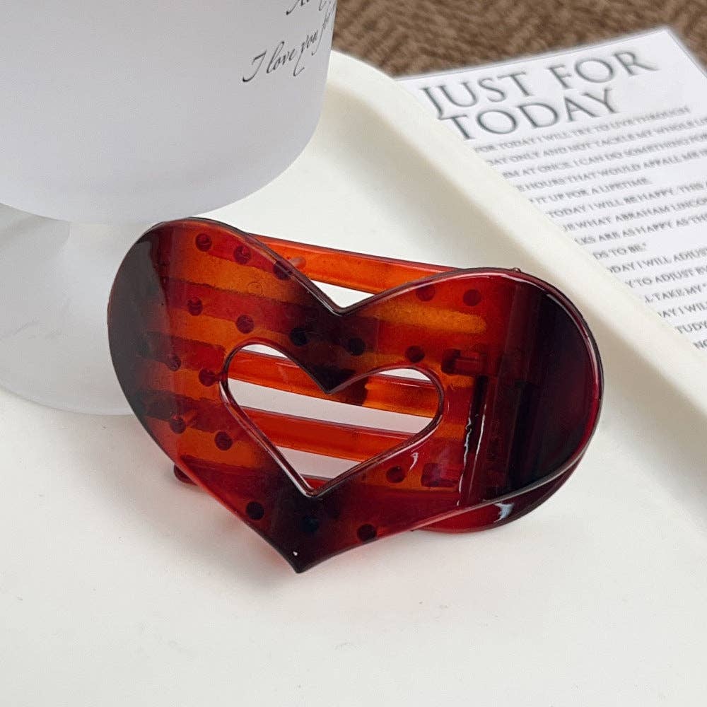 Dipped Shop - Wholesale Hair Clip - Women's - Stylish Flat Hair Heart Claw Clip DP25E8914