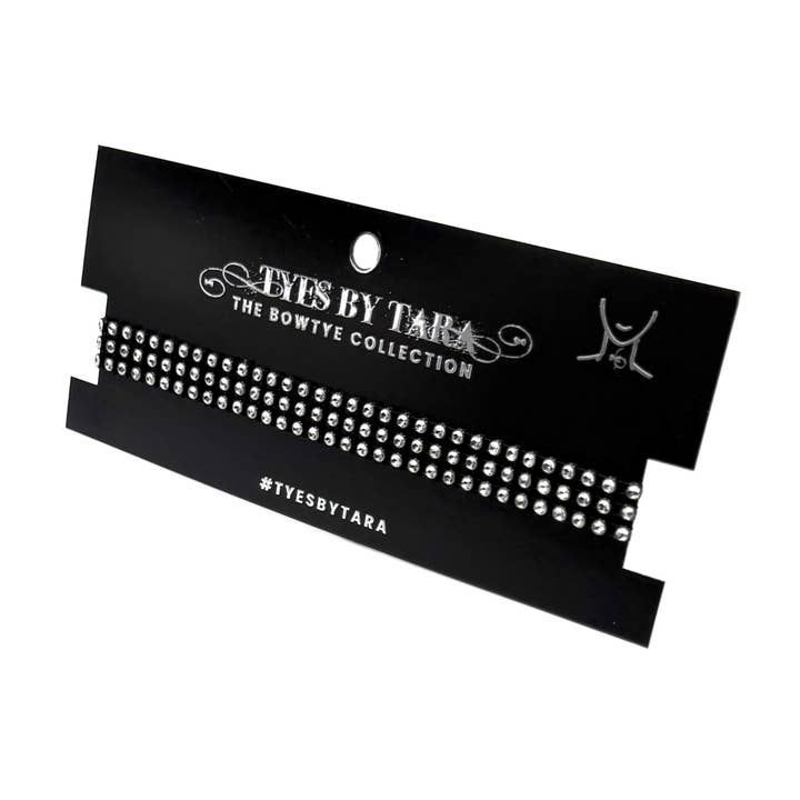 Vixen Bowtye | Black Silver Sparkly Rhinestone Mesh Choker for wholesale by Tyes By Tara