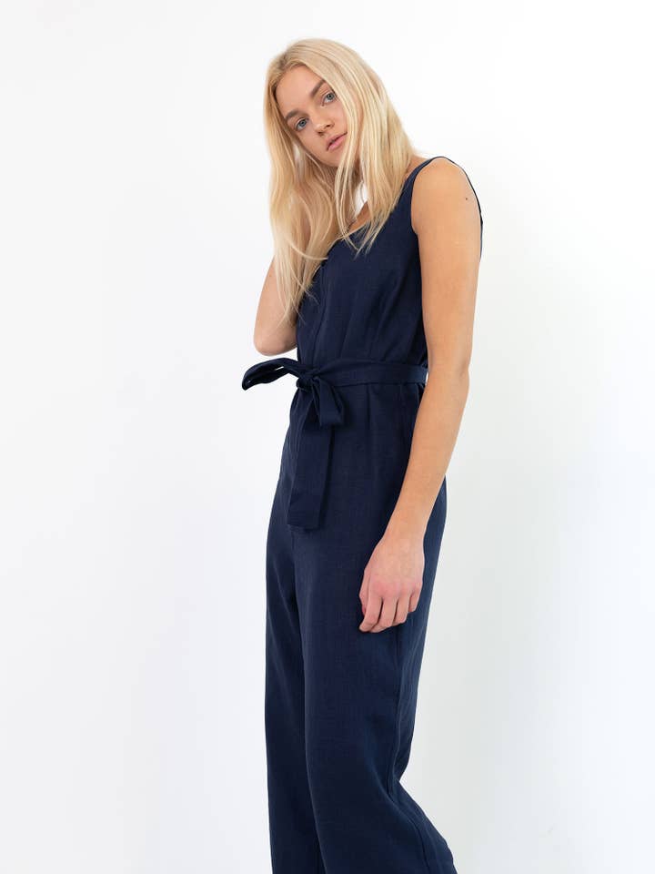 Madeline Linen Jumpsuit for wholesale by Love and Confuse