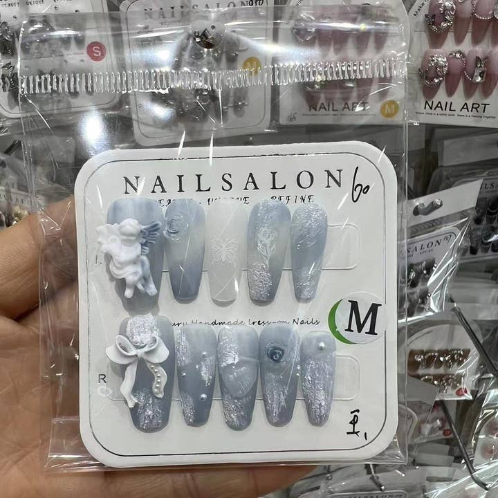 Kids Charm Online - Wholesale Press-On/Fake Nails - HAND MADE WOMEN ACRYLIC NAILS WITH STONES.6