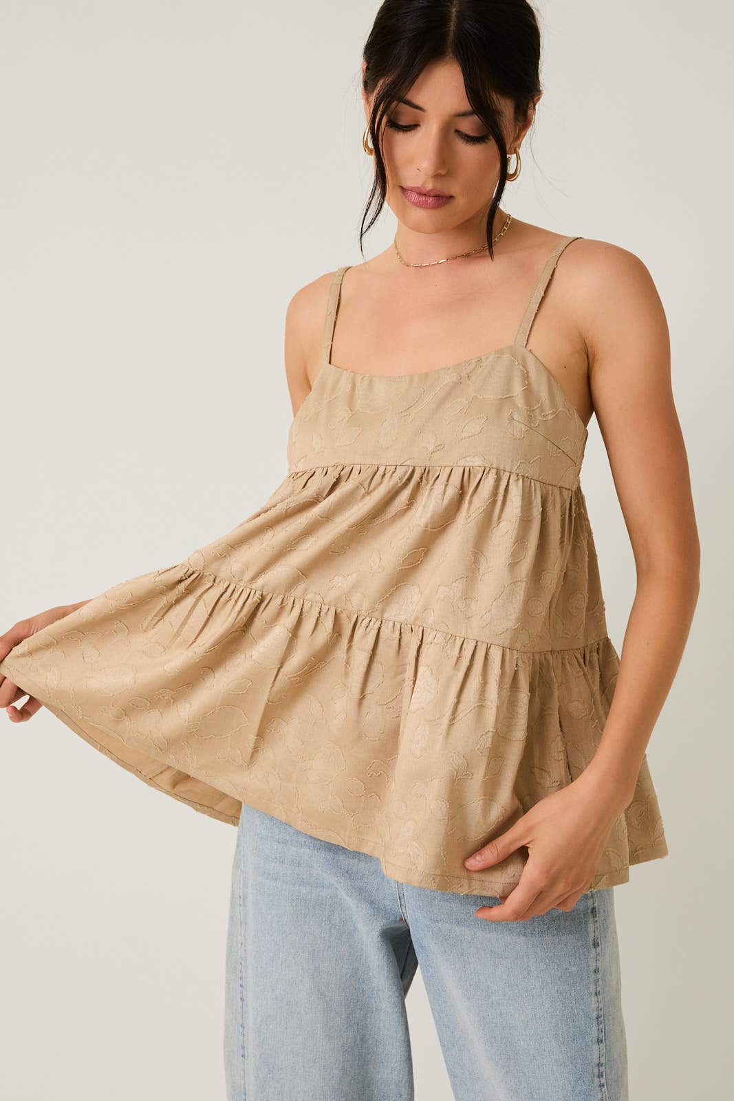 Sunday Edition - Wholesale Blouse - Women's - SLEEVELESS TIERED JACQUARD WOVEN TOP10