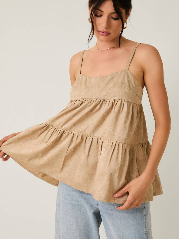 Sunday Edition by LE LIS - Wholesale Blouse - Women's - SLEEVELESS TIERED JACQUARD WOVEN TOP10