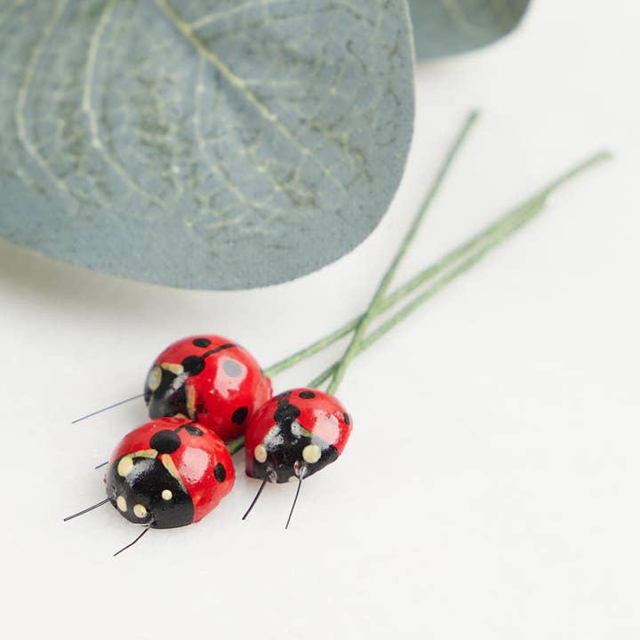 Artificial Ladybug Stems (Pack of 3) for wholesale by Factory Direct Craft