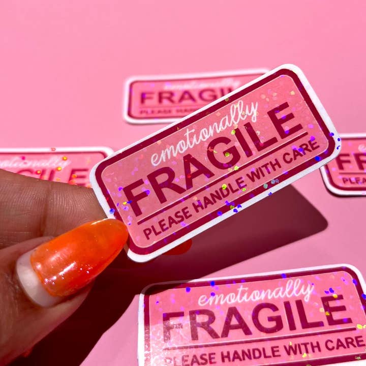 Emotionally Fragile Holographic Vinyl Art Sticker for wholesale by by Rosybum
