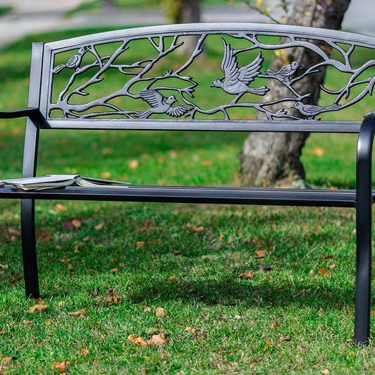 Black Birds And Branches Garden Bench for wholesale by Hi-Line Gift Ltd.