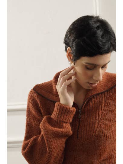 Alpaca Collections - Wholesale Knit Sweater - Women's - Kim Half Zip Baby Alpaca Sweater