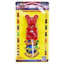 Giant Gummy Bear on a Stick, Cherry, 12ct Box for wholesale by Grandpa Joe's Candy Shop