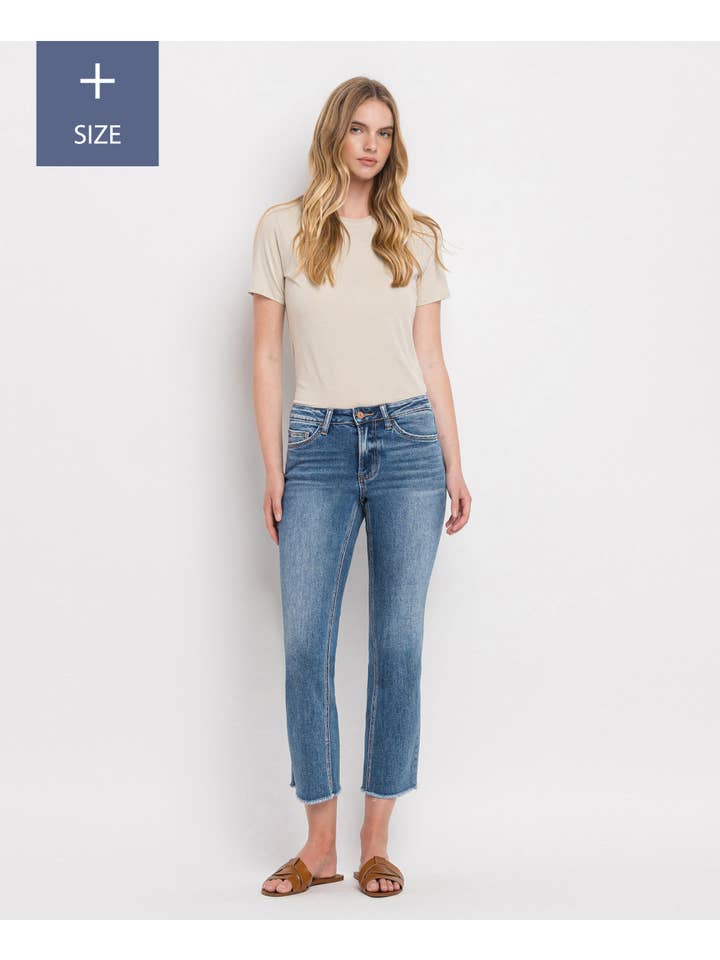 FIVE STEPS TO HEAVEN PLUS SIZE MID RISE CROP STRAIGHT JEANS V2750-P for wholesale on Faire