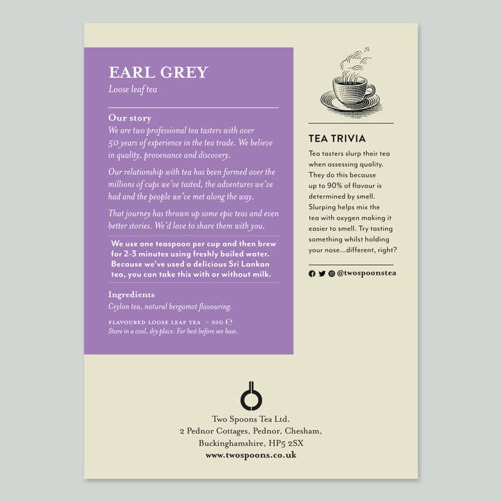 Earl Grey - Loose Leaf Tea - 50gs for wholesale by Two Spoons Tea
