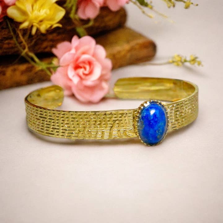 TOURMALYN - Wholesale Cuff Bracelet - “LILIANE” gold steel bracelet - adaptable with Lapis Lazuli4