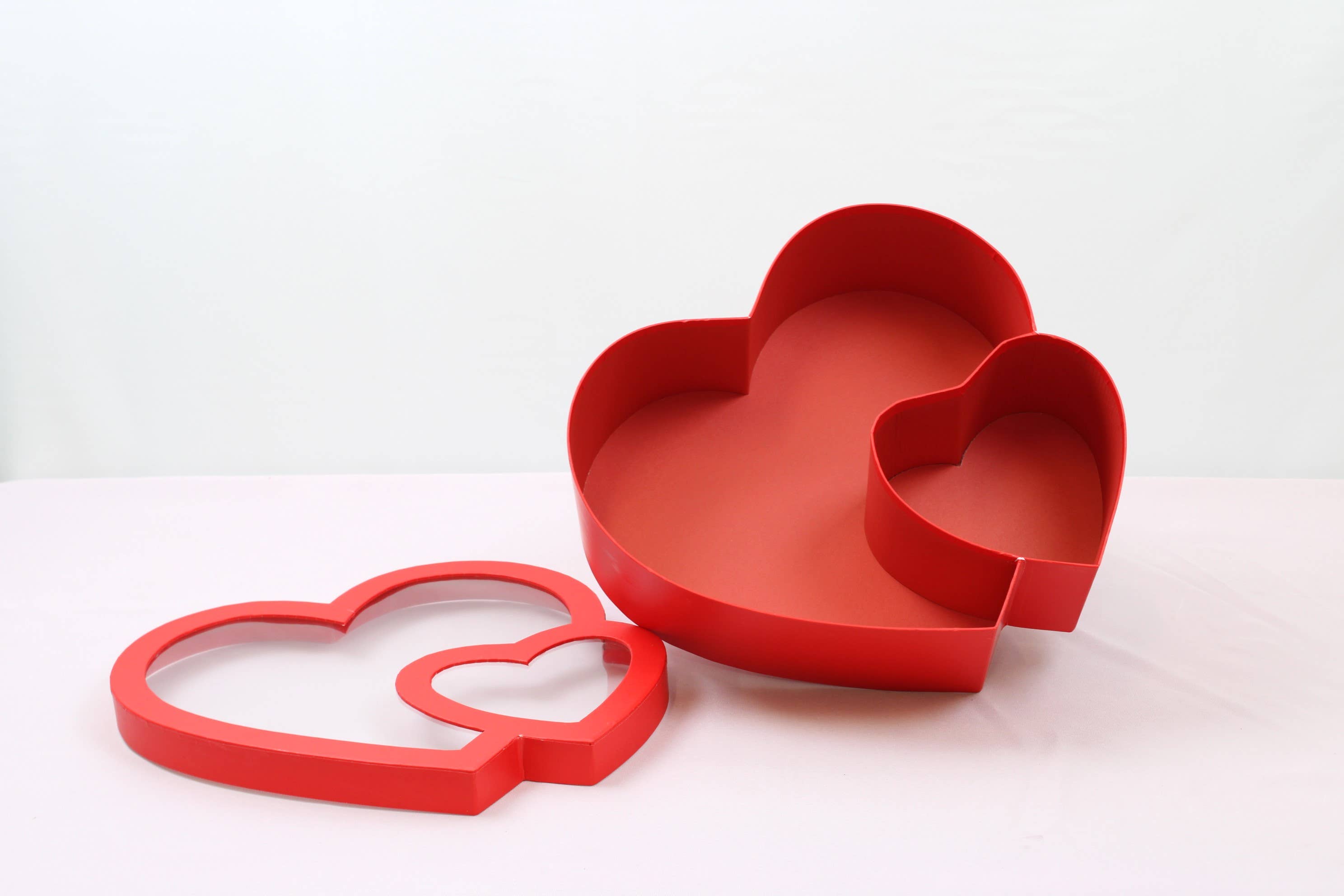 Elegant Design Supply - Wholesale Gift Box - Double Heart Flower Gift Box with Lid - Various Colors - For Preserved/ Eternal Rose / Gift / Chocolate Strawberries Arrangements1