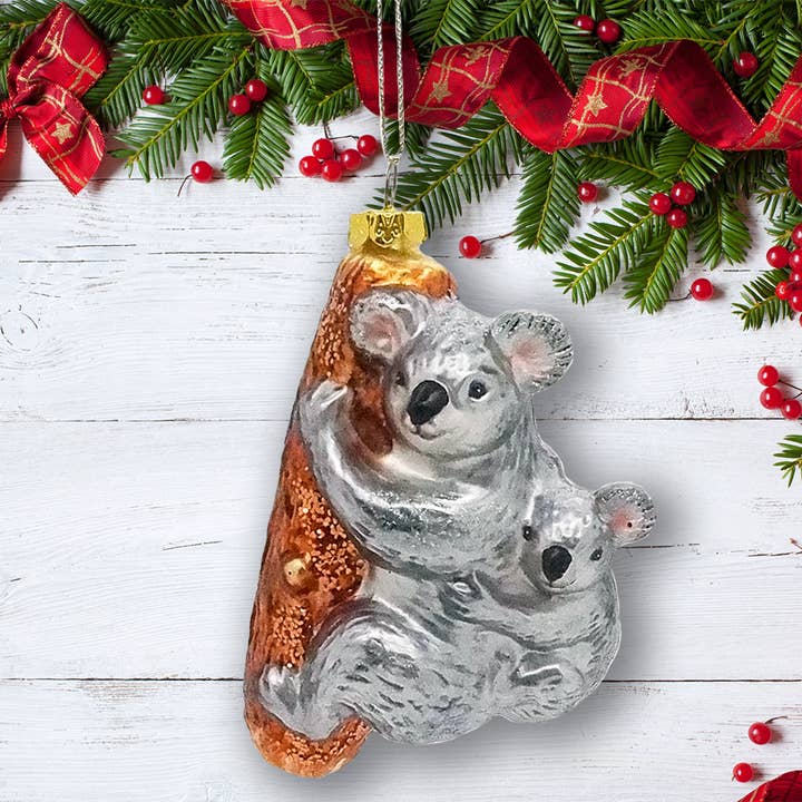 Koala Baby and Parent Glass Christmas Ornament for wholesale by OrnamentallyYou