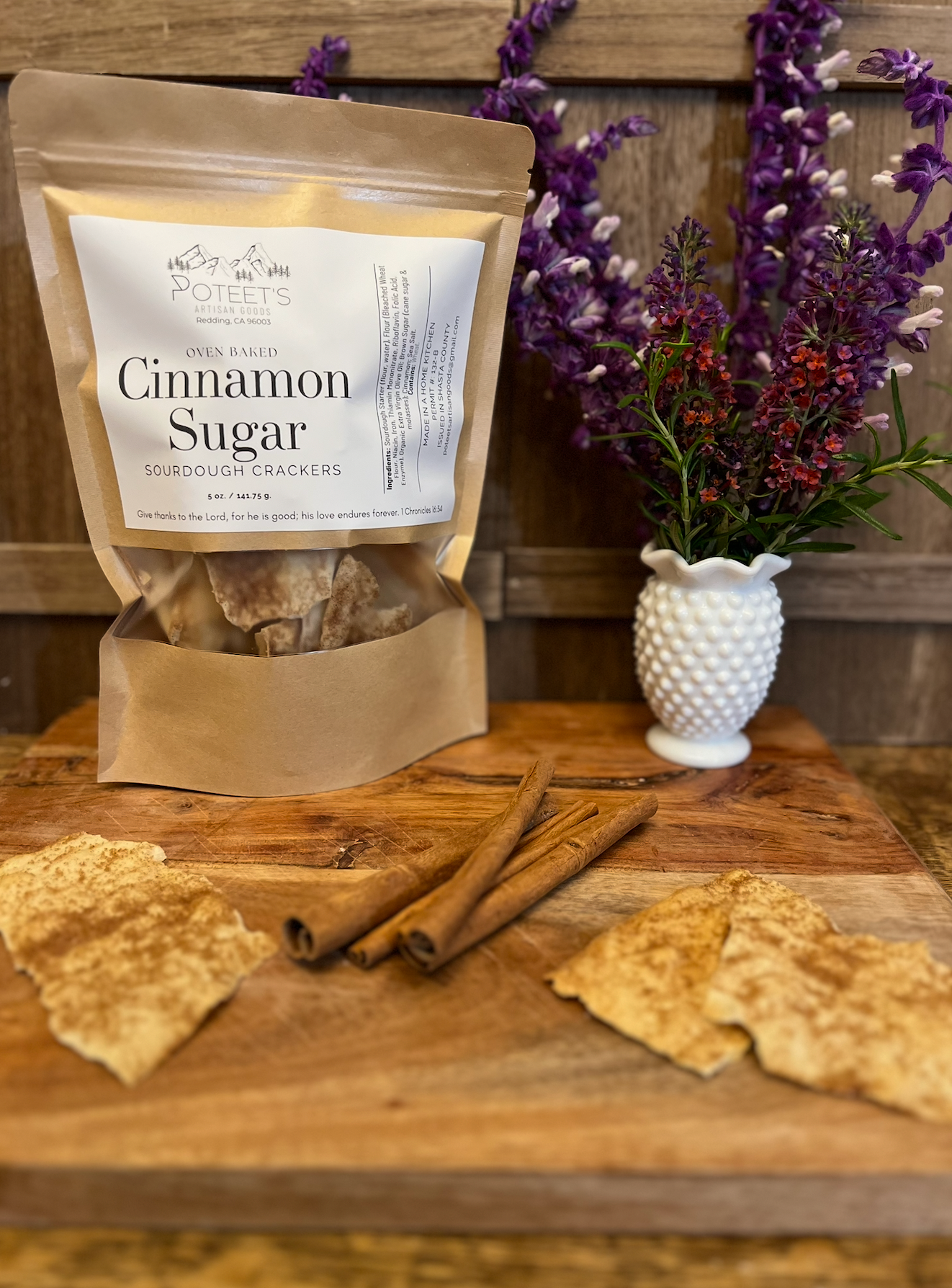 Poteet's Artisan Goods - Wholesale Crackers - Artisan Cinnamon Sugar Sourdough Crackers3