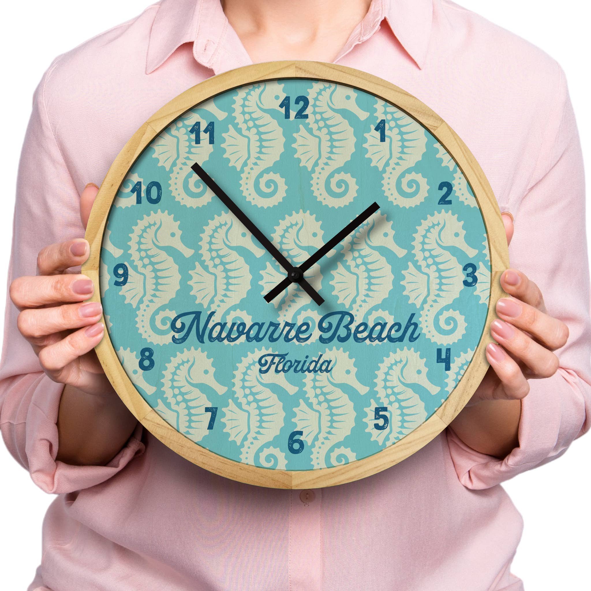 Local Time Clock Co. - Wholesale Muurklok - Gepersonaliseerde Seahorse wandklok - 12" diameter5
