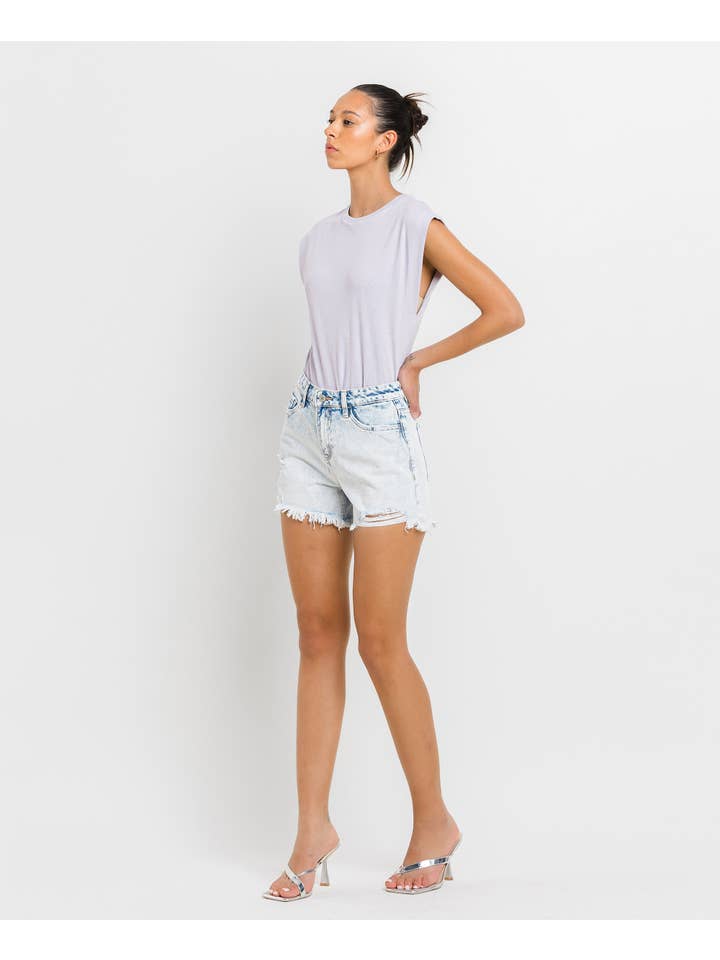 MIRACULOUS HIGH RISE DISTRESSED SHORTS V2810 for wholesale on Faire