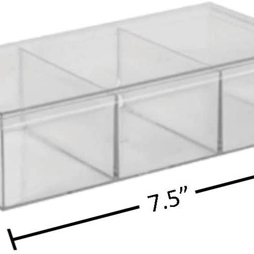 Hammont - Wholesale Gift Box - Clear Acrylic Boxes 4 Pack 7.5"X3.75"X2" Three Sectional1