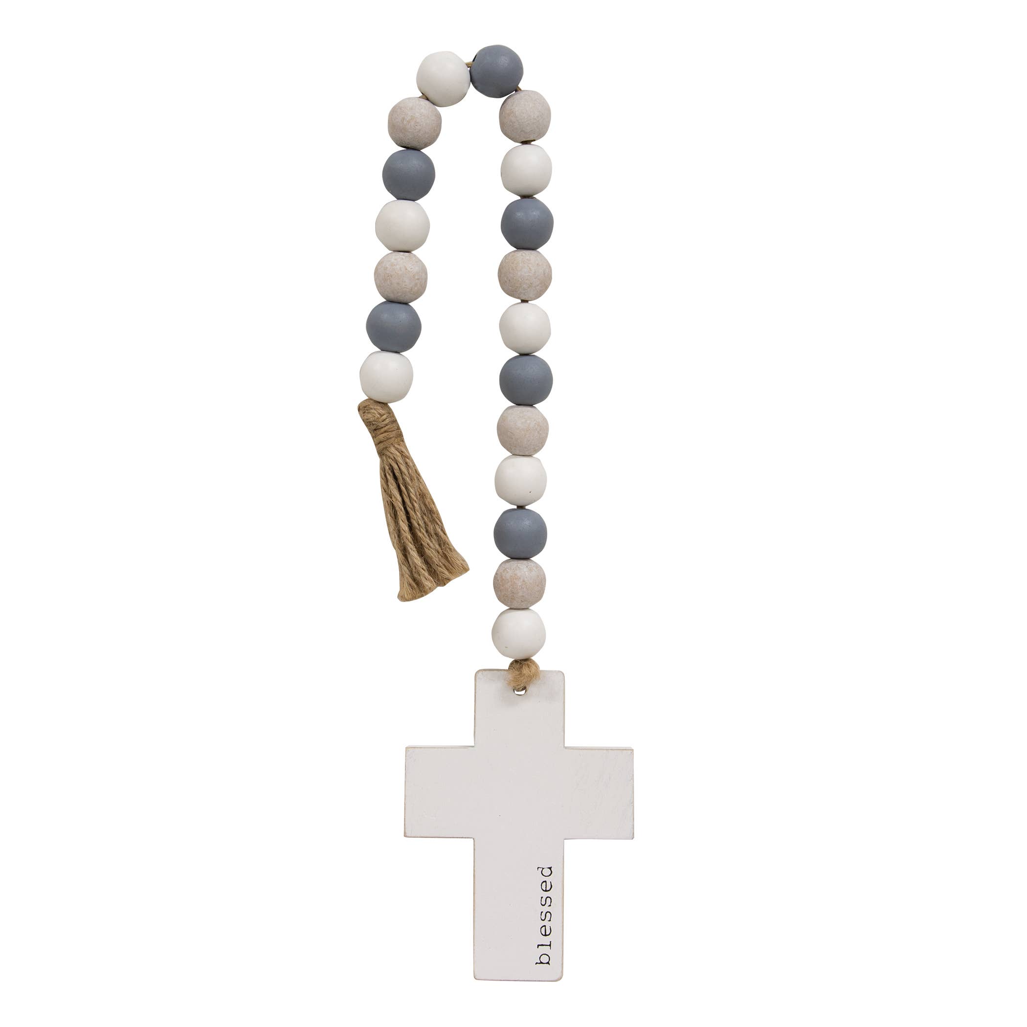 Col House Designs - Wholesale Decorative Tabletop Object - Hope, Blessed, Faith Beaded Cross Hanger, 3 Assorted2