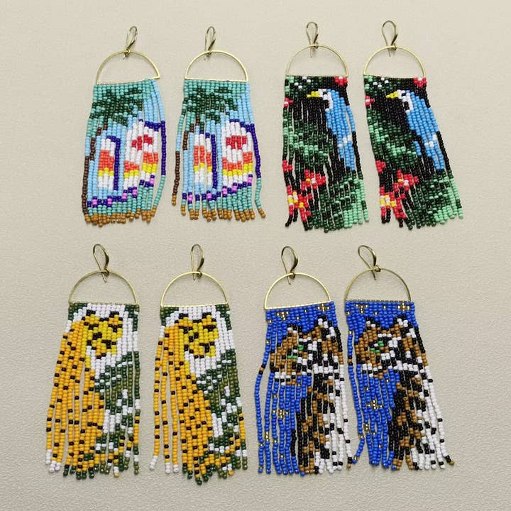 Multi-pattern Seed Beads Fringe Earrings - SB for wholesale by Mio Queena