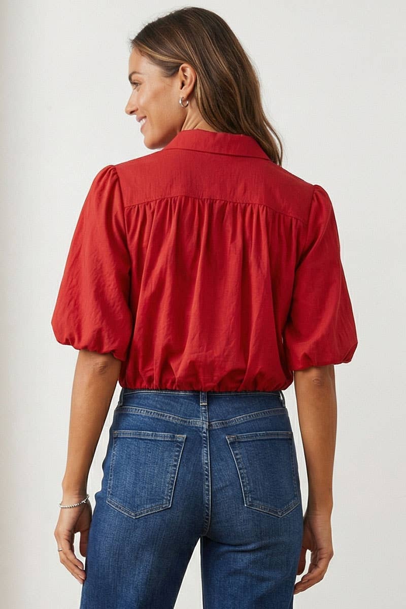 Naked Zebra - Wholesale Blouse - Women's - Short Sleeve Cropped Button Up Blouse10