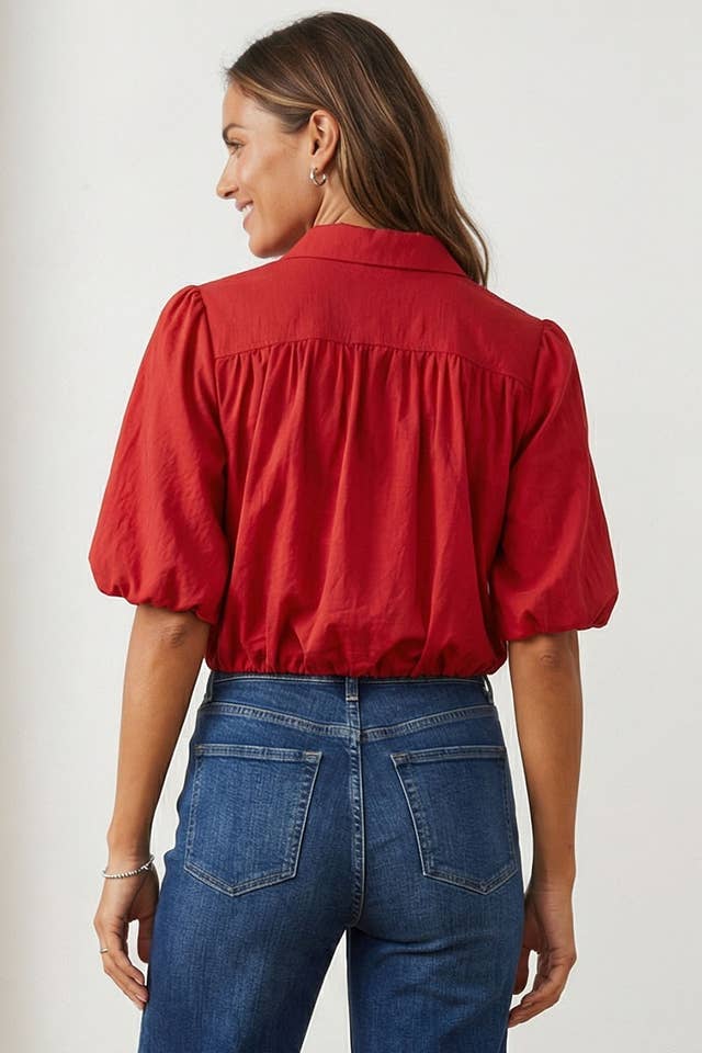 Naked Zebra - Wholesale Blouse - Women's - Short Sleeve Cropped Button Up Blouse10